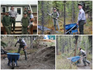 The NPS trail crew working hard to help finish DEC campus trails